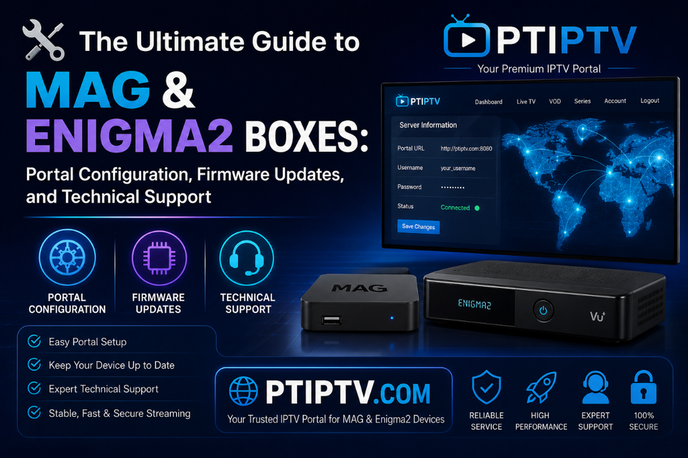 Subject: 🛠️ The Ultimate Guide to MAG & Enigma2 Boxes: Portal Configuration, Firmware Updates, and Technical Support  Body:  Hello community members,  When it comes to dedicated, high-performance IPTV streaming, MAG boxes (Infomir) and Enigma2 devices (such as Vu+, Dreambox, and Zgemma) remain the gold standard for enthusiasts and professionals alike. Unlike standard Android sticks, these Linux-based hardware options offer unparalleled stability, raw decoding power, and a true traditional broadcast feel.  However, with great power comes a bit of technical complexity. Setting up portals, flashing images, and fixing connection loops can be daunting.  This comprehensive guide is designed to be your go-to reference for configuring portals, upgrading firmware, and troubleshooting both MAG and Enigma2 ecosystems. Part 1: MAG Boxes – Deep Dive into Configuration & Management  MAG devices are famous for their proprietary Stalker Middleware integration, which provides a seamless, operator-managed user experience.
